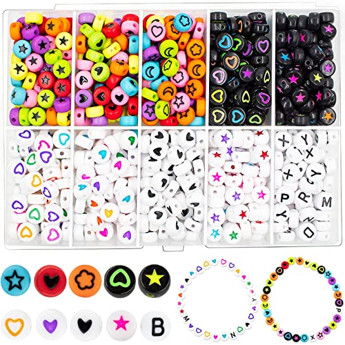 24 Farben 11520 Stück Perlen Set Zum Auffädeln, 6mm Perlen für Armbänder, Perlenset Polymer Clay Beads für DIY Schmuck Halskette Ohrringe Kette Inklusive Schere (26 Buchstaben) von AutoPrevails