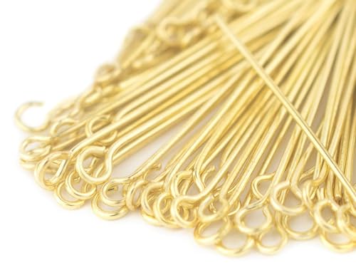 304 Edelstahl Eye Pins 300pcs Kopf Pin Kugelkopf Pins Entdeckungen Open Eye Pin Ohrring Anhänger Schmuckherstellung Ösenstifte Edelstahl Ohrring Anhänger Perlen Schmuck für DIY (Gold) von AutoPrevails