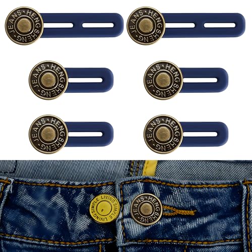 Hosenbunderweiterung Knopf, 6 Stück Knopfverlängerung, Sofort Bundverlängerung Einziehbare Knöpfe für Jeans Röcke Hosen Umstandshose Hosenknopf (Schwarz) von AutoPrevails