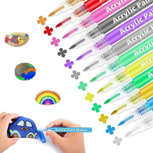 Autoau Steine Bemalen Stifte 12 Farben 0,7mm Tip Acrylstifte für Steine Wasserfest Permanent Marker Stifte, Acrylic Paint Marker für Ostereier Keramik Kunststoff Metall Autoau Steine Bemalen Stifte 12 Farben 0,7mm Tip Acrylstifte für Steine Wasserfest Permanent Marker Stifte, Acrylic Paint Marker für Ostereier Keramik Kunststoff Metall von Autoau