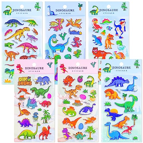 Aufkleber für Kinder, 6 Blätter 3D Dino Sticker Set Cute Wasserdichte PVC Dinosaurier Sticker Reusable Geschwollene Aufkleber für DIY Wasserflaschen Fahrrad Roller Notebook Aufkleber für Kinder, 6 Blätter 3D Dino Sticker Set Cute Wasserdichte PVC Dinosaurier Sticker Reusable Geschwollene Aufkleber für DIY Wasserflaschen Fahrrad Roller Notebook von Autoau