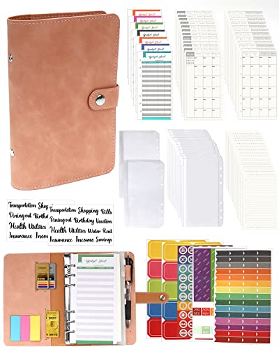 A6 Binder Budget Planner Notizbuch - 89pcs Leder Ringbuchordner Set, 6 Löcher Loseblatt Notebook Ordner Geld Sparen Mappe mit Budgetkarte/Kalender Karte/PVC Tasche/Refill Paper/Etikettenaufklebern A6 Binder Budget Planner Notizbuch - 89pcs Leder Ringbuchordner Set, 6 Löcher Loseblatt Notebook Ordner Geld Sparen Mappe mit Budgetkarte/Kalender Karte/PVC Tasche/Refill Paper/Etikettenaufklebern von Autwogo