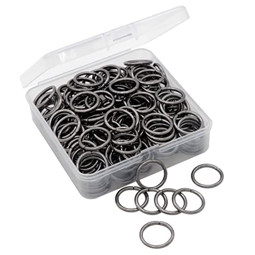 Auvoau 100 offene Binderinge, 18 mm, schwarz, Schmuckverbinder für Schmuckherstellung, Armbänder, Schlüsselanhänger, Halsketten, Fußkettchen, Kunst und Handwerk (Gun Black) von Auvoau