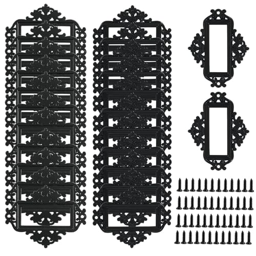 Auvotuis Antike Etikettenhalter zum Schnüren, 5,5 x 4,3 cm, schwarz, Bibliotheksordner, Schubladenanhänger, Büro, Etikettenhalter, Vintage-Stil, dekorativer Schubladenbox-Rahmen für Büro, Bibliothek Auvotuis Antike Etikettenhalter zum Schnüren, 5,5 x 4,3 cm, schwarz, Bibliotheksordner, Schubladenanhänger, Büro, Etikettenhalter, Vintage-Stil, dekorativer Schubladenbox-Rahmen für Büro, Bibliothek von Auvotuis
