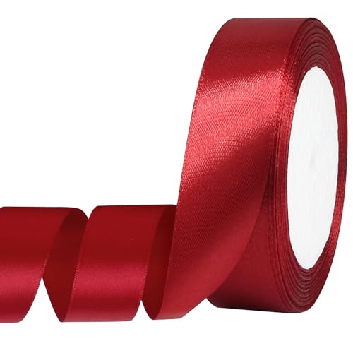Auvotuis Burgunderrotes Satinband, 2,5 cm x 22,7 m, dünnes einfarbiges Satinband für Geschenkverpackungen, Basteln, Haarschleifen, Hochzeits-Party-Dekoration, Nähen, Einladungskarten, Blumensträuße Auvotuis Burgunderrotes Satinband, 2,5 cm x 22,7 m, dünnes einfarbiges Satinband für Geschenkverpackungen, Basteln, Haarschleifen, Hochzeits-Party-Dekoration, Nähen, Einladungskarten, Blumensträuße von Auvotuis