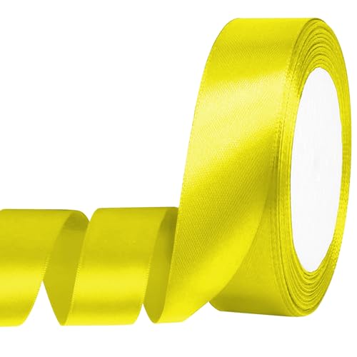 Auvotuis Gelbes Satinband, 2,5 cm x 22,7 m, dünnes einfarbiges Satinband für Geschenkverpackungen, Basteln, Haarschleifen, Hochzeits-Party-Dekoration, Nähen, Einladungskarten, Blumensträuße Auvotuis Gelbes Satinband, 2,5 cm x 22,7 m, dünnes einfarbiges Satinband für Geschenkverpackungen, Basteln, Haarschleifen, Hochzeits-Party-Dekoration, Nähen, Einladungskarten, Blumensträuße von Auvotuis