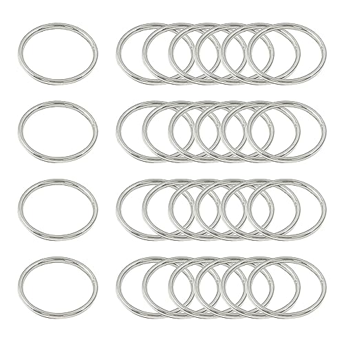Auvotuis Geschweißte O-Ringe aus Edelstahl, 30 Stück, solide Metall-O-Ringe zum Basteln, Camping-Gürtel, Hundeleinen (3 mm × 40 mm Außendurchmesser) von Auvotuis