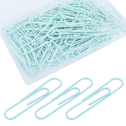 Auvotuis Große Büroklammern, 5,1 cm, hellgrün, beschichtet, Jumbo-Büroklammern, wiederverwendbar, für Büro, Schule, Zuhause, Dokumente, Organisation, 100 Stück von Auvotuis