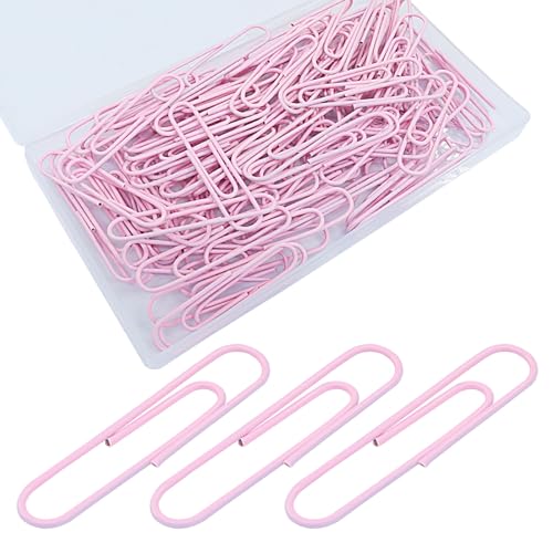 Auvotuis Große Büroklammern, 5,1 cm, hellrosa, beschichtet, Jumbo, wiederverwendbar, große Büroklammern für Büro, Schule, Zuhause, Dokumente, Organisation, 100 Stück von Auvotuis
