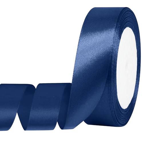 Auvotuis Marineblaues Satinband, dünnes, einfarbiges Satinband für Geschenkverpackungen, Basteln, Haarschleifen, Hochzeitsdekoration, Nähen, Einladungskarten, Blumensträuße, 2,5 cm x 22,7 m Auvotuis Marineblaues Satinband, dünnes, einfarbiges Satinband für Geschenkverpackungen, Basteln, Haarschleifen, Hochzeitsdekoration, Nähen, Einladungskarten, Blumensträuße, 2,5 cm x 22,7 m von Auvotuis