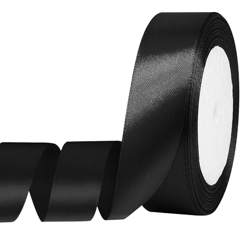 Auvotuis Satinband, dünn, einfarbig, für Geschenkverpackungen, Basteln, Haarschleifen, Hochzeitsdekoration, Nähen, Einladungskarten, Blumensträuße, 2,5 cm x 22,7 m, Schwarz Auvotuis Satinband, dünn, einfarbig, für Geschenkverpackungen, Basteln, Haarschleifen, Hochzeitsdekoration, Nähen, Einladungskarten, Blumensträuße, 2,5 cm x 22,7 m, Schwarz von Auvotuis
