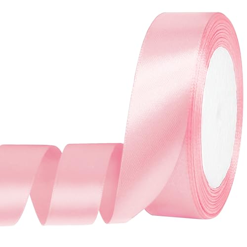 Auvotuis Satinband, dünnes, einfarbiges Satinband für Geschenkverpackungen, Basteln, Haarschleifen, Hochzeitsdekoration, Nähen, Einladungskarten, Blumensträuße, 2,5 cm x 22,7 m, Hellrosa Auvotuis Satinband, dünnes, einfarbiges Satinband für Geschenkverpackungen, Basteln, Haarschleifen, Hochzeitsdekoration, Nähen, Einladungskarten, Blumensträuße, 2,5 cm x 22,7 m, Hellrosa von Auvotuis