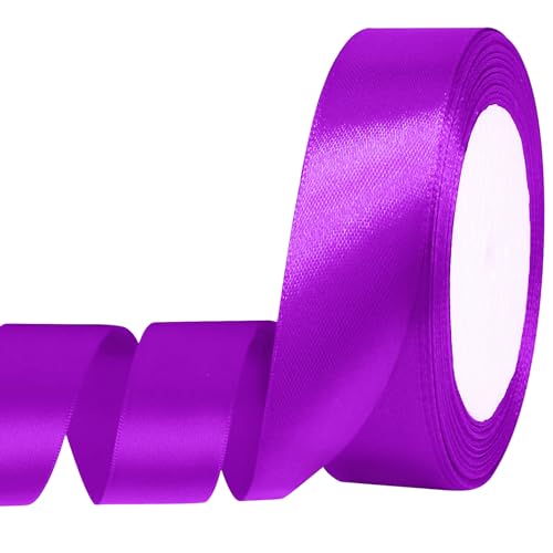 Auvotuis Violettes Satinband, 2,5 cm x 22,7 m, dünnes einfarbiges Satinband für Geschenkverpackungen, Basteln, Haarschleifen, Hochzeits-Party-Dekoration, Nähen, Einladungskarten, Blumensträuße Auvotuis Violettes Satinband, 2,5 cm x 22,7 m, dünnes einfarbiges Satinband für Geschenkverpackungen, Basteln, Haarschleifen, Hochzeits-Party-Dekoration, Nähen, Einladungskarten, Blumensträuße von Auvotuis