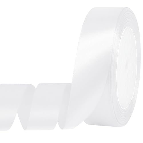 Auvotuis Weißes Satinband, 2,5 cm x 22,7 m, dünnes einfarbiges Satinband für Geschenkverpackungen, Basteln, Haarschleifen, Hochzeits-Party-Dekoration, Nähen, Einladungskarten, Blumensträuße Auvotuis Weißes Satinband, 2,5 cm x 22,7 m, dünnes einfarbiges Satinband für Geschenkverpackungen, Basteln, Haarschleifen, Hochzeits-Party-Dekoration, Nähen, Einladungskarten, Blumensträuße von Auvotuis