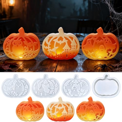 4 Stück Silikonformen Gießformen Halloween Kürbis,Silikon Gießform Kürbis,Silikonform Kürbis mit Helloween Elemente Muster,Silikonform Herbst,Gipsformen zum Gießen für DIY Deko 4 Stück Silikonformen Gießformen Halloween Kürbis,Silikon Gießform Kürbis,Silikonform Kürbis mit Helloween Elemente Muster,Silikonform Herbst,Gipsformen zum Gießen für DIY Deko von Auzlya