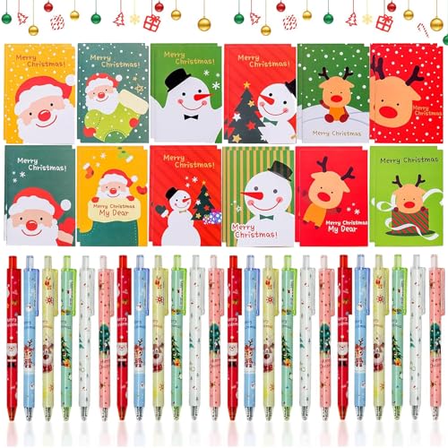 Auzlya 48 stück Kugelschreiber Weihnachten Set,24 Weihnachtsgel Tinte Stifte Cartoon+24 Mini Notizblock Weihnachten,Weihnachts Kugelschreiber,Weihnachtsgeschenke,Weihnachten Geschenke Bag Fillers Auzlya 48 stück Kugelschreiber Weihnachten Set,24 Weihnachtsgel Tinte Stifte Cartoon+24 Mini Notizblock Weihnachten,Weihnachts Kugelschreiber,Weihnachtsgeschenke,Weihnachten Geschenke Bag Fillers von Auzlya