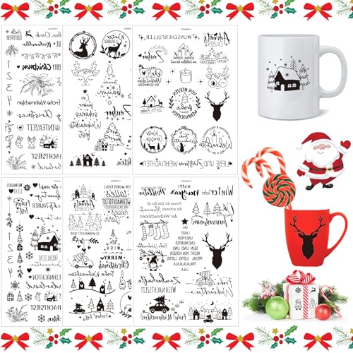 Rub On Sticker Weihnachten - 6 Blatt Aufkleber, Folie Transferaufkleber, Advent Zahlen für Glas, Möbel, Kerze, Scrapbooking von Auzlya