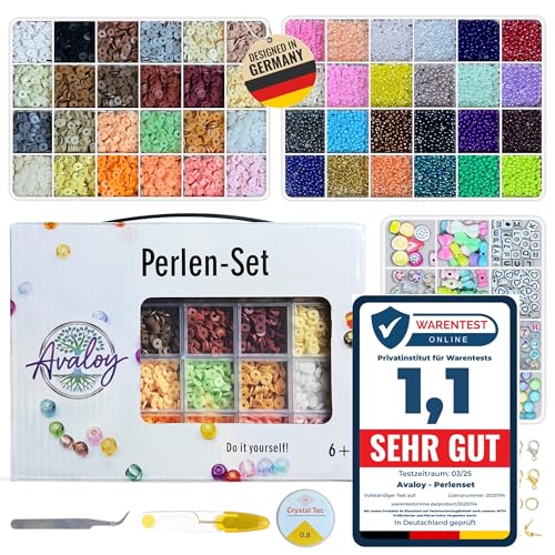 Avaloy Perlen für Armbänder Perlen 48 Farben Armbänder selber machen Perlen Set diy Perlen Set pastell Perlen zum Auffädeln Schmuckherstellung Kit Perlen 6mm / 3mm Beads (Set 4) von Avaloy