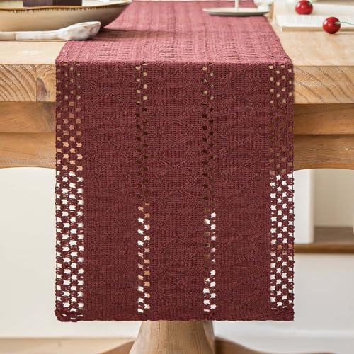 Avalune Tischläufer Burgunderrot Boho Tisch Läufer Modern Bauernhaus Klein Schmal Tischdecke Dekor Makramee Baumwolle Leinen Landhausstil Rustikaler Table Runner für Küche Hochzeit Party 30x140 cm Avalune Tischläufer Burgunderrot Boho Tisch Läufer Modern Bauernhaus Klein Schmal Tischdecke Dekor Makramee Baumwolle Leinen Landhausstil Rustikaler Table Runner für Küche Hochzeit Party 30x140 cm von Avalune