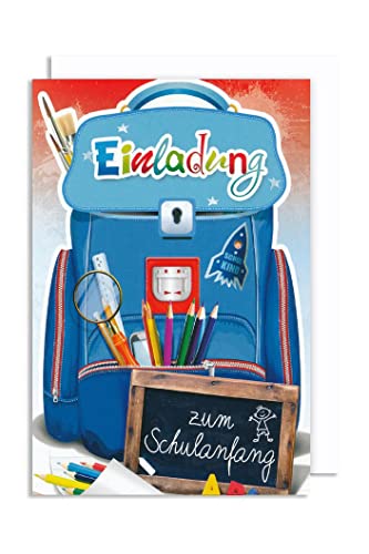 AvanCarte Schulanfang Einladung Karte 5er Mehrstückpackung Schulranzen ABC blau Doppelkarten 15x11cm AvanCarte Schulanfang Einladung Karte 5er Mehrstückpackung Schulranzen ABC blau Doppelkarten 15x11cm von AvanCarte