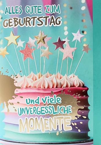 Geburtstagskarte Frau mit Konfetti-Effekt – Ziehkarte mit Sternen, Klappkarte für Damen, Mädchen, Teenager – Überraschungskarte mit Umschlag – Avan Konfetti von AvanCarte