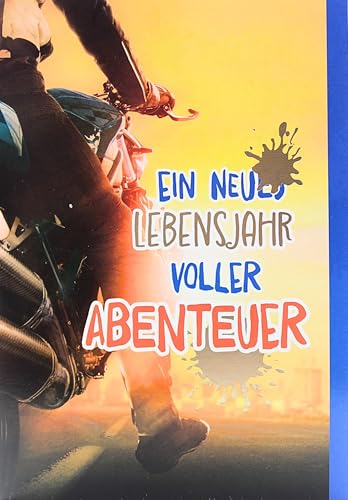 Geburtstagskarte Mann Frau mit Motorrad – Klappkarte mit Konfetti Zieh-Effekt – Glückwunschkarte Abenteuer für Männer, Frauen Teenager, Motorradfahrer – mit Umschlag – Avan Konfetti von AvanCarte