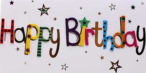 Große Geburtstagskarte DIN Lang – Happy Birthday Karte mit Applikationen & Glanzveredelung – Klappkarte 22x11,5 cm mit Umschlag – Grußkarte für Frauen & Männer von AvanCarte