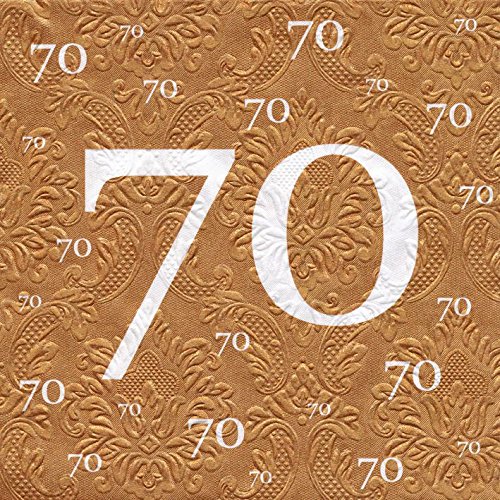 Servietten 70 Geburtstag mit Prägung 20 Stück, 3-lagig 33x33cm von AvanCarte