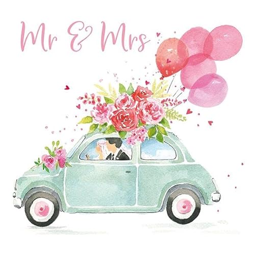 Servietten Hochzeit MR MRS Brautpaar Auto Ballons Blumen Herzen 20 Stück 3-lagig 33x33cm von AvanCarte