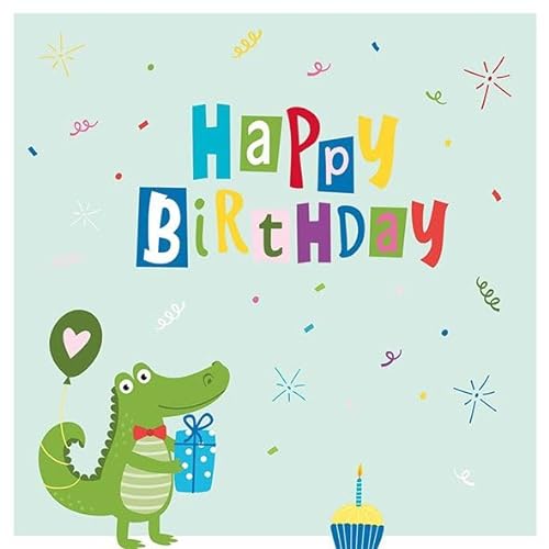 Servietten Kinder Geburtstag Krokodil Happy Birthday 20 St 3-lagig 33x33cm von AvanCarte