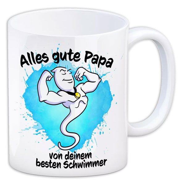 Kaffeebecher "Alles gute Papa von deinem besten Schwimmer" aus Keramik, 330ml von Avandu GmbH