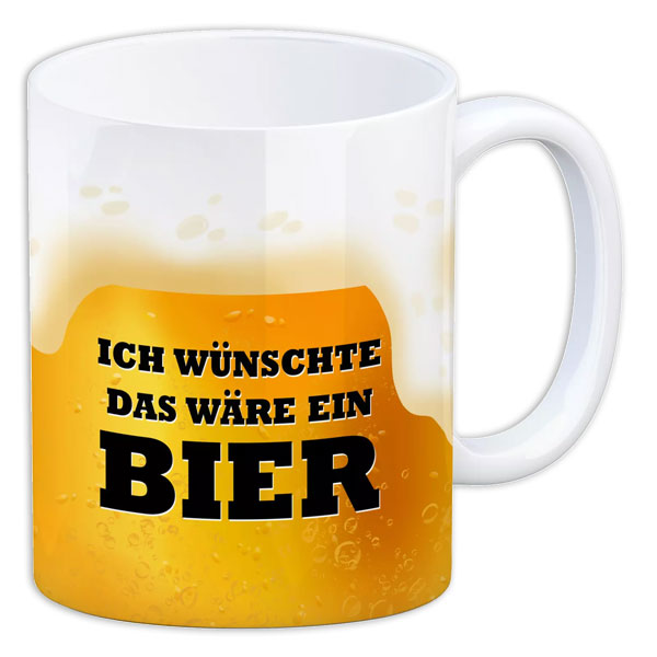 Kaffeebecher "Ich wünschte das wäre ein Bier" aus Keramik, 330ml von Avandu GmbH