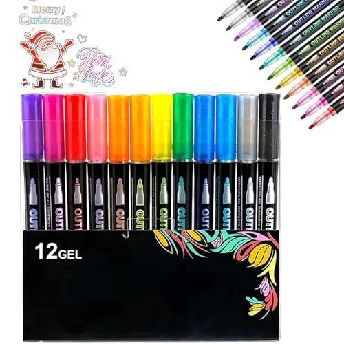 Avanise Neattidyly/Peliaral Stifte, Endurancte/Sakesfor Marker zum Hervorheben, Doppellinien-Super-Schnörkel-Metallic-Glitzerstifte, zum Zeichnen und Kritzeln (12 Stück) von Avanise