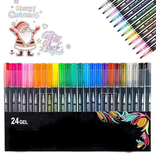 Avanise Neattidyly/Peliaral Stifte, Endurancte/Sakesfor Marker zum Hervorheben, Doppellinien-Super-Schnörkel-Metallic-Glitzerstifte, zum Zeichnen und Kritzeln (24 Stück) von Avanise