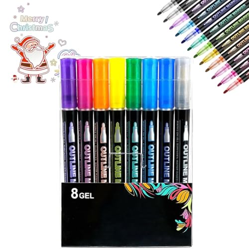 Avanise Neattidyly/Peliaral Stifte, Endurancte/Sakesfor Marker zum Hervorheben, Doppellinien-Super-Schnörkel-Metallic-Glitzerstifte, zum Zeichnen und Kritzeln (8 Stück) von Avanise