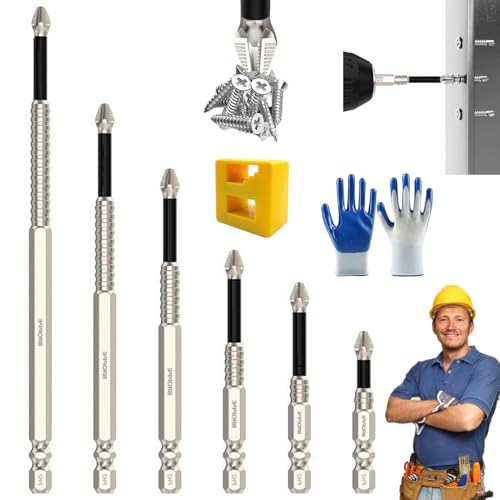Cradlewaver-Bohrer, Hochmagnetisches Schraubendreher-Bit-Set, 6/12-teilig, Langlebige Stahlbits Mit Starker Magnetspitze, Schnellwechsel-Design Für Bohrmaschinen Und Schraubendreher (6 Stück) von Avanise