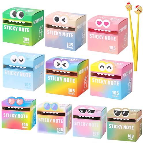 Niedliche Haftnotizen Mit Monstermuster, Lustige Pastellfarbene Auszieh-Notizblöcke, Lebendiges Farbverlaufsdesign, Leicht Zu Verschickende Notizblöcke, Tolles Geschenk Zum Schulanfang (10 Stück) von Avanise