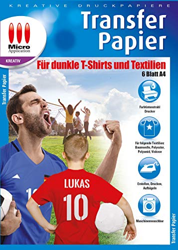 Transfer-Folie - für dunkle T-shirts und Textilien! 6 Folien + 1 Pergamentpapier von Avanquest Papier