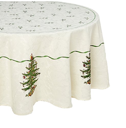 Spode – Tischdecke, Küchenzubehör, Urlaubsdekoration (Spode Weihnachtsbaum-Kollektion, 177,8 cm rund) von Avanti Linens