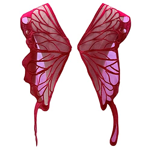 1 Paar bestickte Applikationen für Schmetterlingsflügel, Kragen, Spitze, Netz, Corsage, P-Stickerei von Avejjbaey