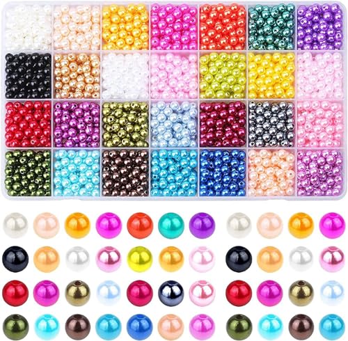 1960 bunte Perlen, sortiert, Schmuckherstellung, 28 Farben, Imitationsperlen für Armbänder, kleine runde Perlen von Avejjbaey