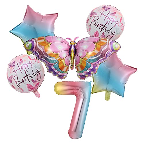 6 bunte Schmetterlings-Ballons "Happy Birthday", Ballon-Dekorationen für Hochzeit, Geburtstag, Babyparty, Partyzubehör, Aluminiumfolien-Ballon von Avejjbaey