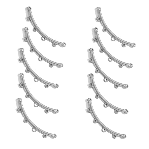 Avejjbaey 10 Stück gebogene Verbinder aus Edelstahl in mehreren Größen, Mehrloch-Halsketten- und Armband-Verbinder, Avejjbaey 10 Stück gebogene Verbinder aus Edelstahl in mehreren Größen, Mehrloch-Halsketten- und Armband-Verbinder, von Avejjbaey