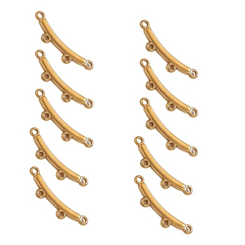 Avejjbaey 10 Stück gebogene Verbinder aus Edelstahl in mehreren Größen, Mehrloch-Halsketten- und Armband-Verbinder, Avejjbaey 10 Stück gebogene Verbinder aus Edelstahl in mehreren Größen, Mehrloch-Halsketten- und Armband-Verbinder, von Avejjbaey