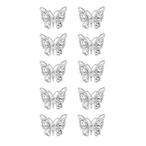 Avejjbaey 10 Stück glänzende Legierung Schmetterling Nagel Charms Metall Schmetterling Nagel Edelsteine ​​Nagel 3D Gold von Avejjbaey