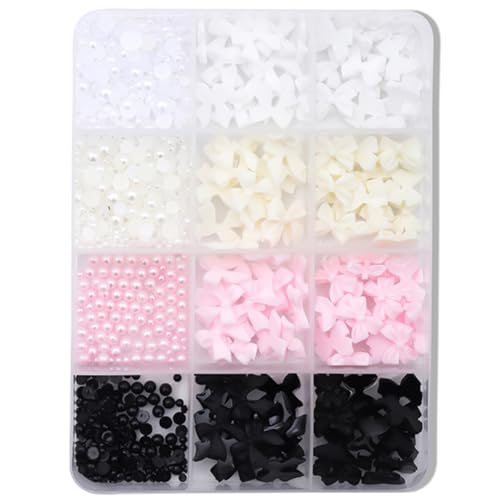 Avejjbaey 12 Gitter 3D-Schleifen Nagel-Charms gemischte Form Nägel Kunst Edelsteine ​​Schleife Nägel Kunst Charms Nägel Kunst von Avejjbaey