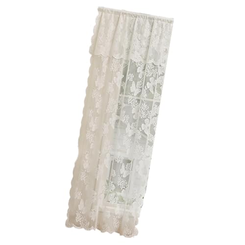 Avejjbaey Durchsichtiger Spitzenvorhang mit Blumenmuster, Schwarz / Weiß, durchscheinende Verdunkelung, Fenstervorhänge für Schlafzimmer, Privatsphäre, elegante Schmetterlings-Stickerei von Avejjbaey