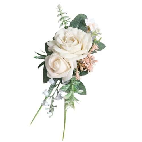 Avejjbaey Elegante Handgelenk-Blume, realistische Rosen-Boutonniere für Mädchen, Hochzeit, Brautjungfern, Armbänder in klassischer Farbe optional von Avejjbaey