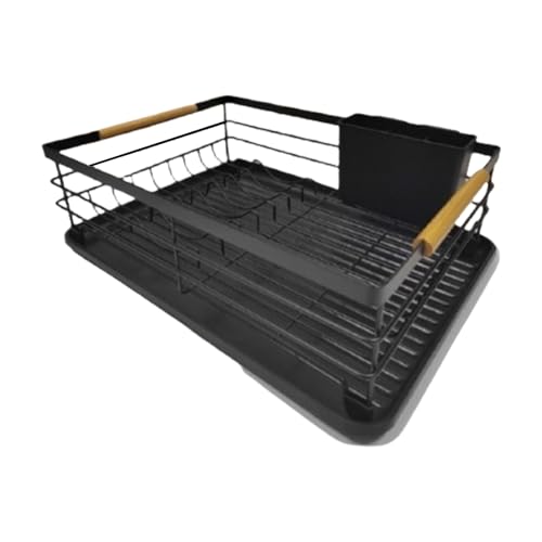 Avejjbaey Ergonomisches Abtropfgestell mit integriertem Besteckkasten und Wasserauffangpfanne für organisierte Küche, platzsparend, platzsparend, für Arbeitsplatten von Avejjbaey