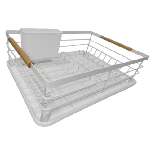Avejjbaey Ergonomisches Abtropfgestell mit integriertem Besteckkasten und Wasserauffangpfanne für organisierte Küche, platzsparend, platzsparend, für Arbeitsplatten von Avejjbaey